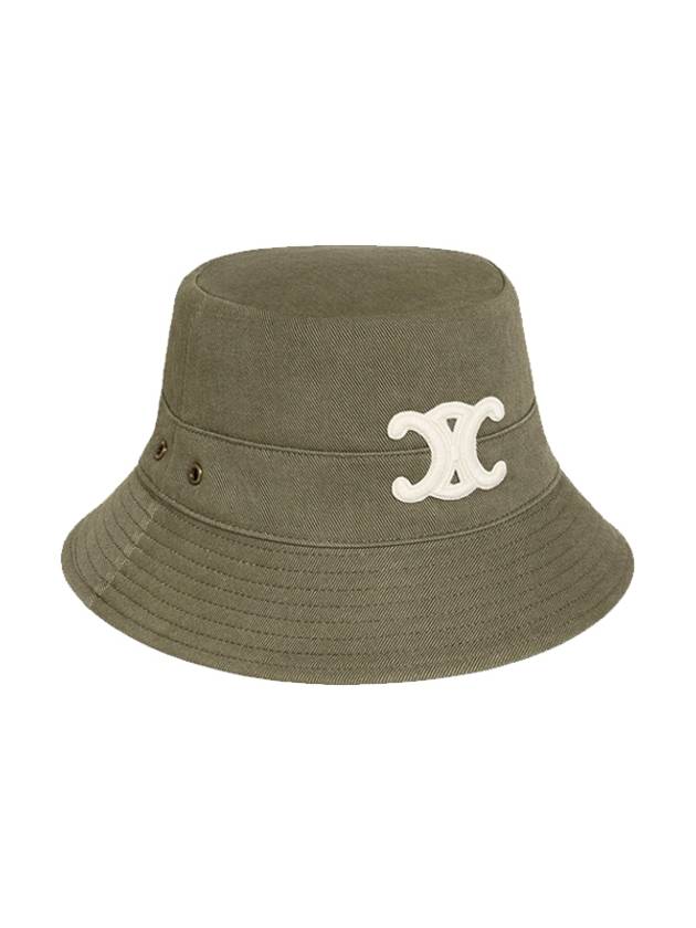 Triomphe Cotton Gabardine Bucket Hat Khaki - CELINE - BALAAN 3