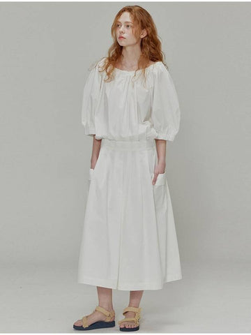 Balloon Searing Pleated Long Dress White - OPENING SUNSHINE - BALAAN 1