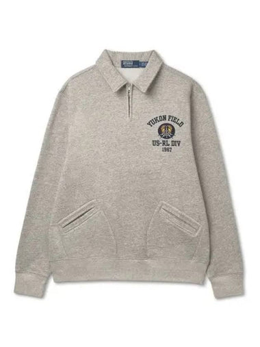 30 points paid fleece collar quarter zipper sweatshirt gray - POLO RALPH LAUREN - BALAAN 1