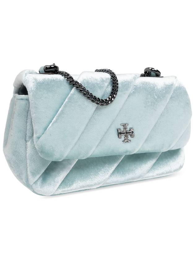 Tory Burch Velvet Shoulder Bag Kira Mini, Women's, Light Blue - TORY BURCH - BALAAN 4