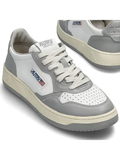 Men's Medalist Low Leather Sneakers Grey White - AUTRY - BALAAN 2