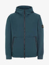 Men's Wappen Patch Softshell Zip Up Hoodie Dark Green - STONE ISLAND - BALAAN 3