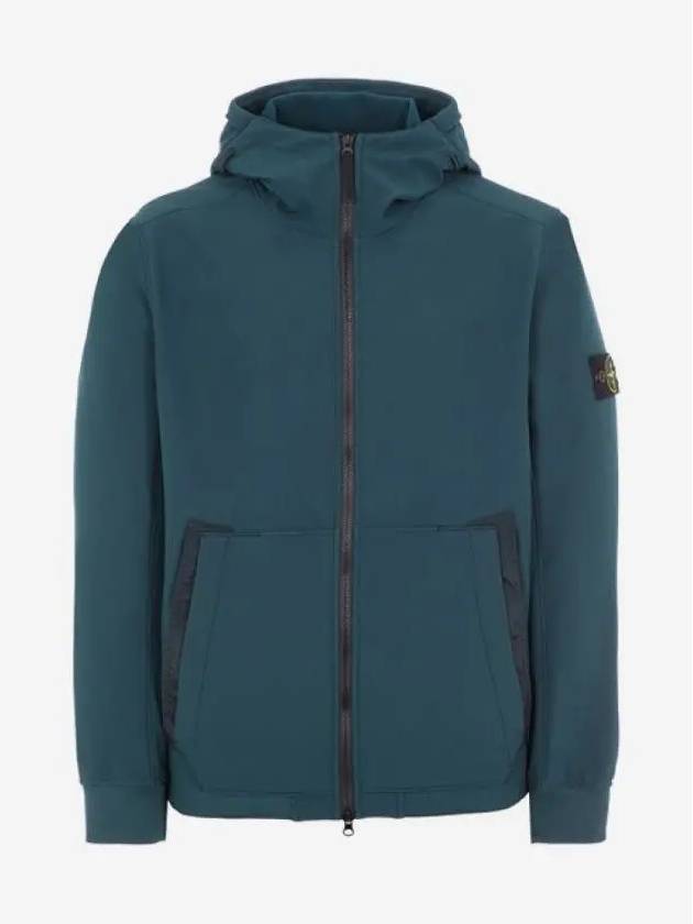 Men's Wappen Patch Softshell Zip Up Hoodie Dark Green - STONE ISLAND - BALAAN 3