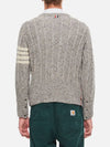 Donegal Twist Cable 4-Bar Classic Crewneck Knit Top Light Grey - THOM BROWNE - BALAAN 4