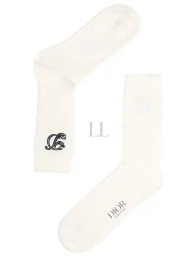 Logo Embroidery Socks Ivory - DIOR - BALAAN 2