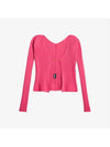 La Maille Pralu Longue Micro Charm Logo Cardigan Pink - JACQUEMUS - BALAAN 3