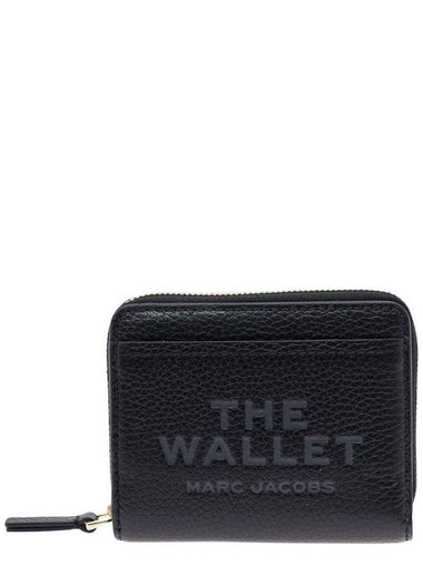 'Mini Compact' Black Wallet With Embossed Logo In Hammered Leather Woman - MARC JACOBS - BALAAN 1