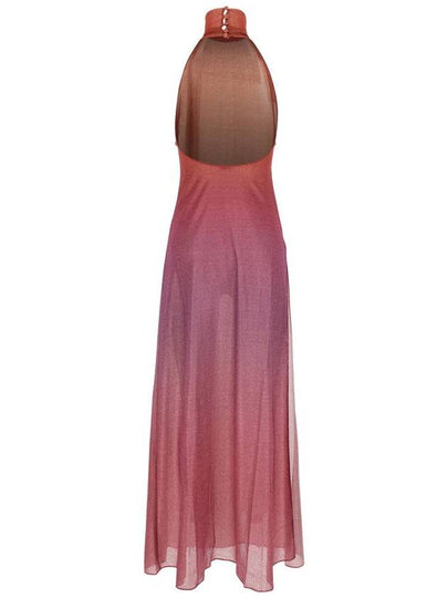 'Lumiere' Pink Dress With Halterneck And Side Single Slit In Tech Fabric Woman - OSEREE - BALAAN 2