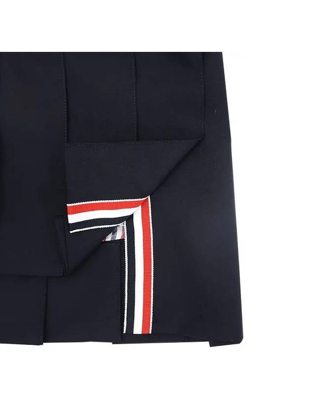 4 Bar Plain Weave Mini Pleated Skirt Navy - THOM BROWNE - BALAAN 4