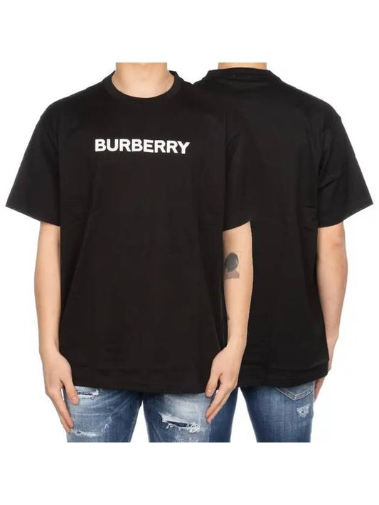 Logo Print Cotton Oversized Short Sleeve T-Shirt Black - BURBERRY - BALAAN 2