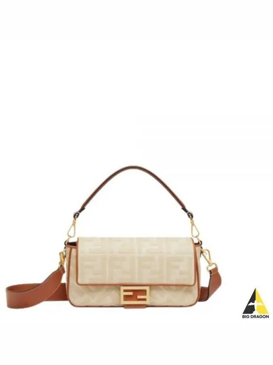 FF Logo Baguette Rafia Shoulder Bag Beige - FENDI - BALAAN 2