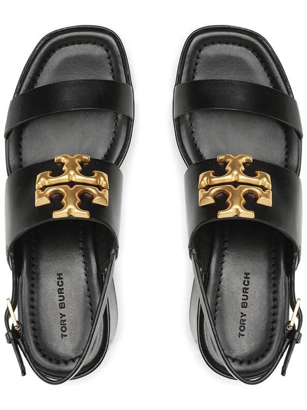 Gold Logo Eleanor Sandal Heels Black - TORY BURCH - BALAAN 4