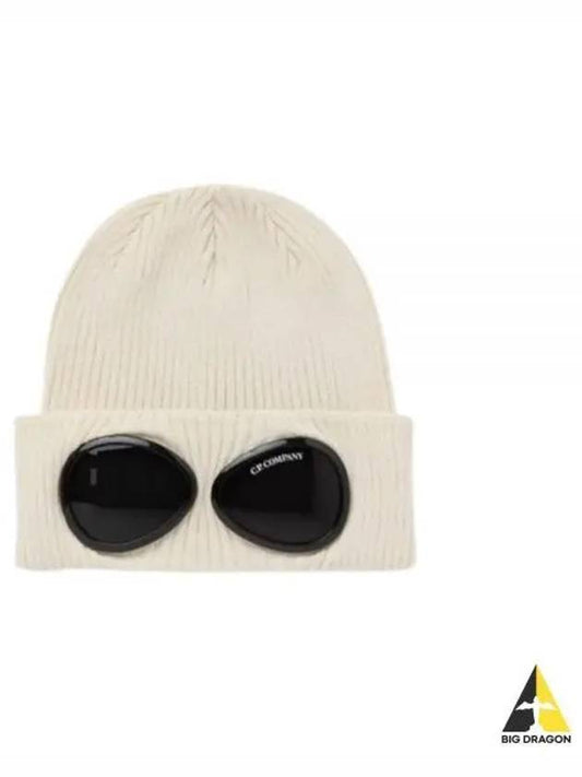 Goggle Detail Ribbed Beanie Beige - CP COMPANY - BALAAN 2