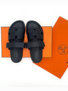 Hermes Chypre H Logo Calfskin Sandals Black - HERMES - BALAAN 3