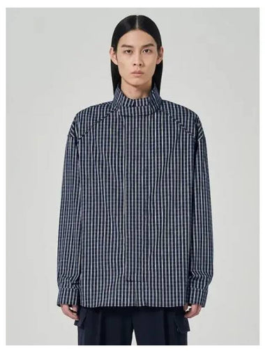 Cotton zip up check shirt navy domestic product - JUUN.J - BALAAN 1