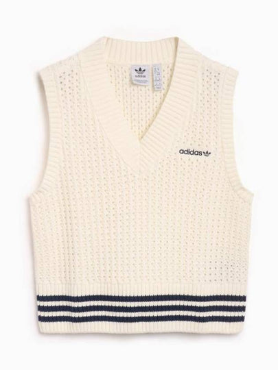 Embroidered Logo Knit Vest Off White - ADIDAS - BALAAN 2