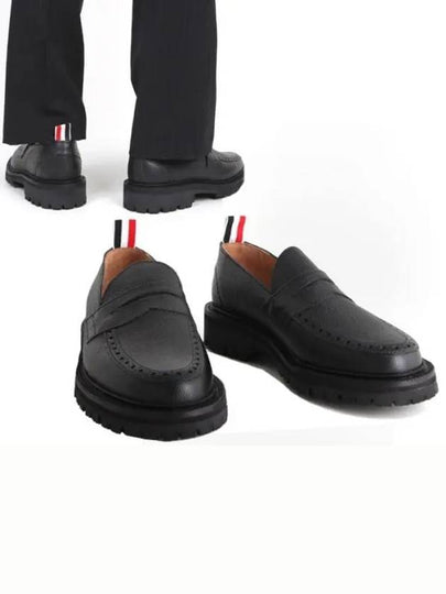 Men's Commando Pebble Leather Rubber Loafers Black - THOM BROWNE - BALAAN 2