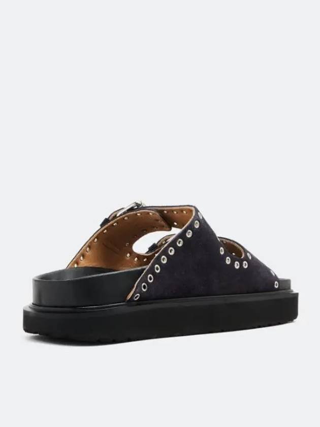 Lennya Eyelet Leather Slippers Black - ISABEL MARANT - BALAAN 4