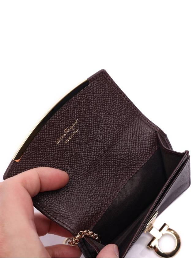 Gancini Calfskin Card Wallet Brown - SALVATORE FERRAGAMO - BALAAN 7