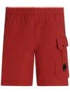 Men's Lens Wappen Chrome Beach Shorts Red - CP COMPANY - BALAAN 1