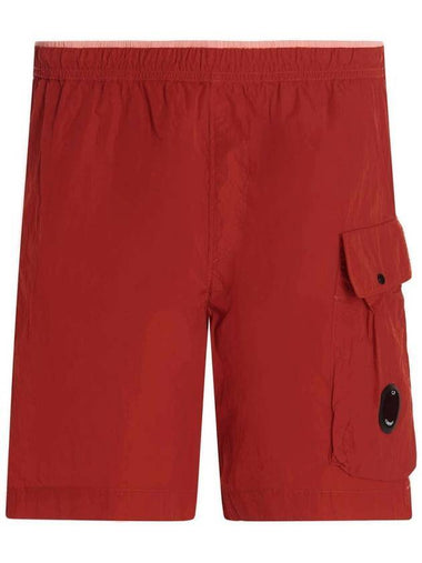 Men's Lens Wappen Chrome Beach Shorts Red - CP COMPANY - BALAAN 1