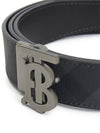 Men's Check Reversible Leather Belt Charcoal Graphite - BURBERRY - BALAAN 7