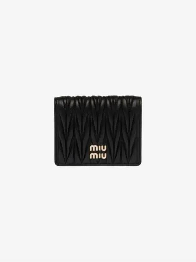 Matelasse Leather Half Wallet Black - MIU MIU - BALAAN 3