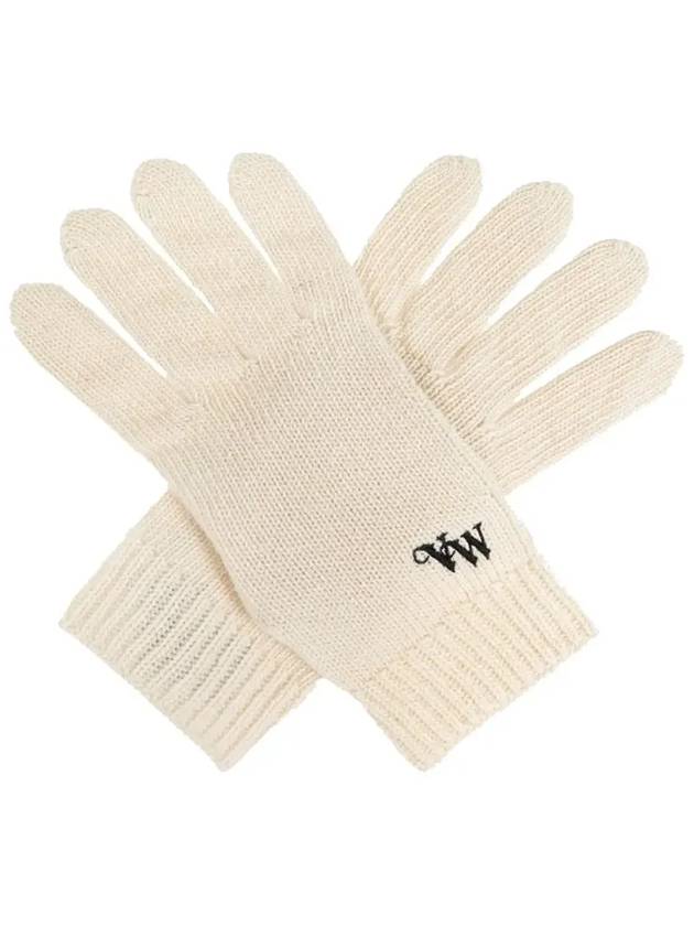 ORB Embroidered Cashmere Gloves Offwhite - VIVIENNE WESTWOOD - BALAAN 3