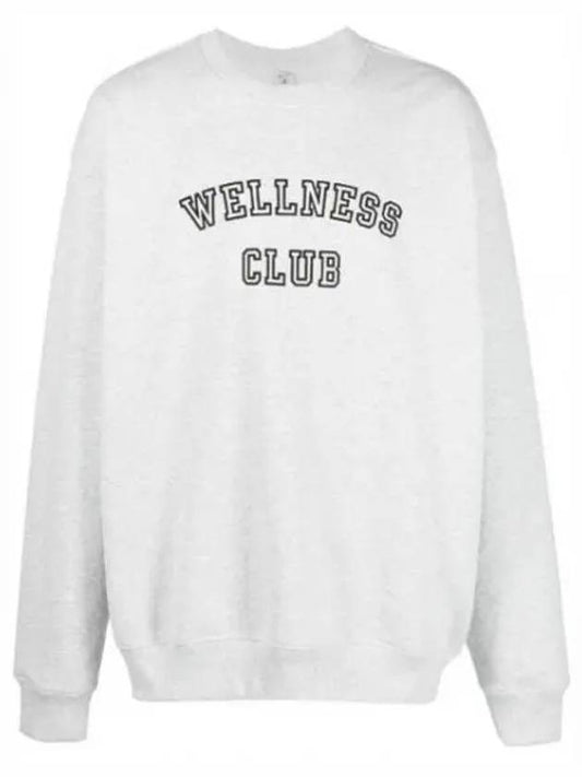 Wellness Club Flock Crew Neck Cotton Sweatshirt Light Grey - SPORTY & RICH - BALAAN 2