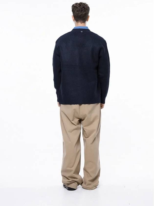 Men s M243OT01NY Dense Hatchi Wool Blended Y neck Knit Cardigan Navy - CHANCE'S NOI - BALAAN 6