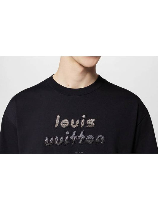 1ABYKS Bead Embroidered Cotton T Shirt Short Sleeve - LOUIS VUITTON - BALAAN 2