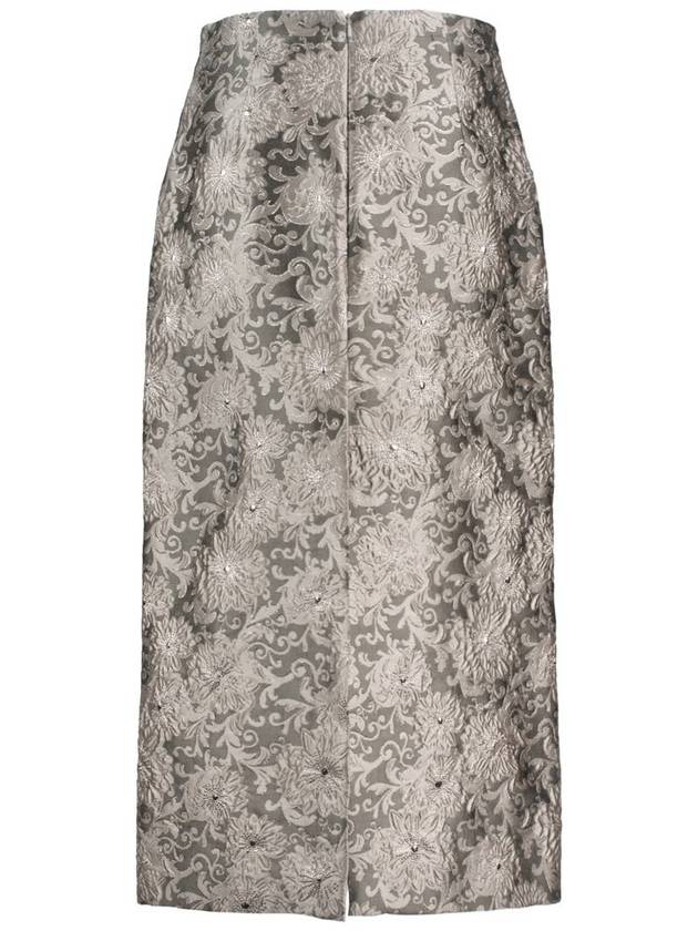 Max Mara Pearl Gray Silk Jacquard Skirt - MAX MARA - BALAAN 2