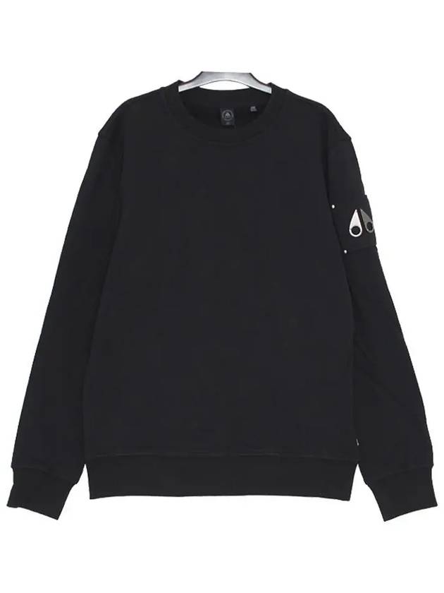 Logo Plaque Crew Neck Sweatshirt Black - MOOSE KNUCKLES - BALAAN 2