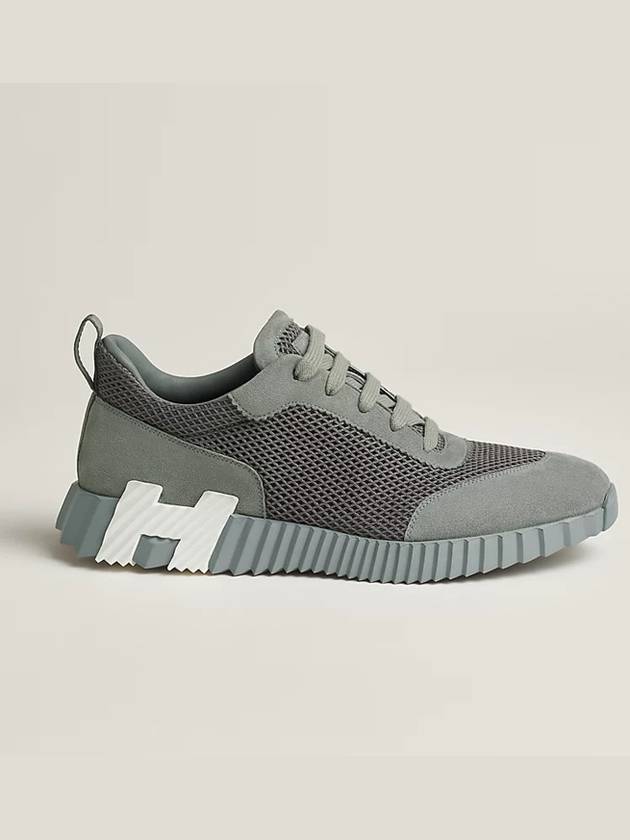 Bouncing Graphic Mesh Suede Low Top Sneakers Gris Brume - HERMES - BALAAN 2