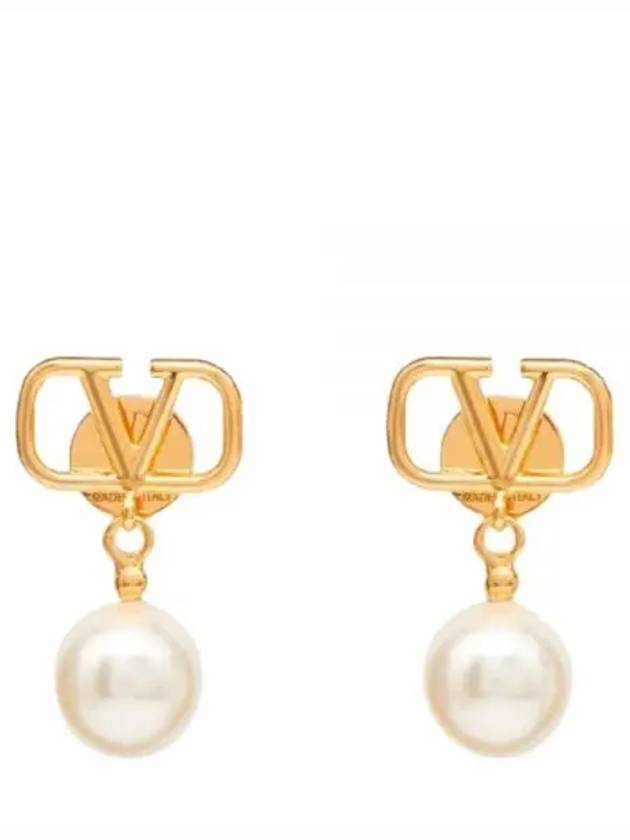 5W0J0E36 UXM 0O3 5W2J0E36 V logo pearl earrings - VALENTINO - BALAAN 1