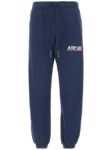 Men's Iconic Logo Cotton Jogger Track Pants Blue - AUTRY - BALAAN 1