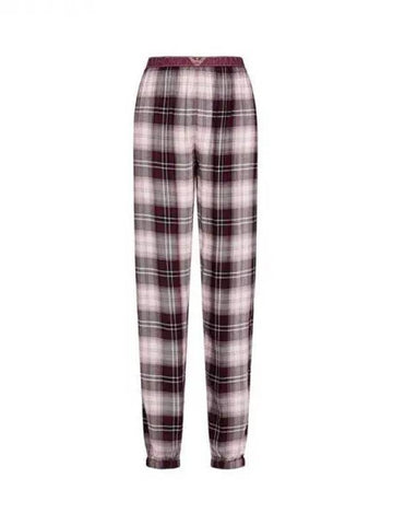 UNDERWEAR Women s Check Pattern Viscose Pajama Pants Wine 270057 - EMPORIO ARMANI - BALAAN 1