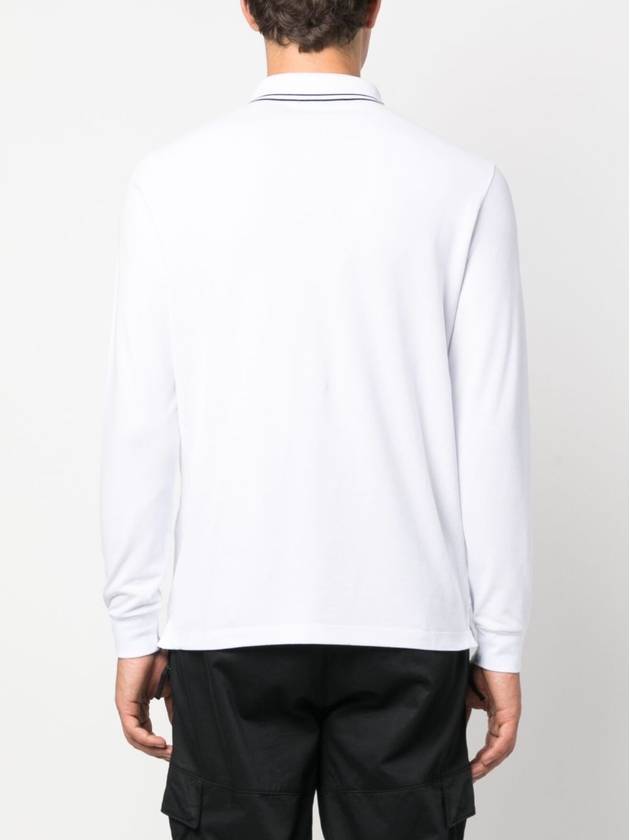 Stretch Qiqué Logo Long Sleeve Polo Shirt White - STONE ISLAND - BALAAN 5