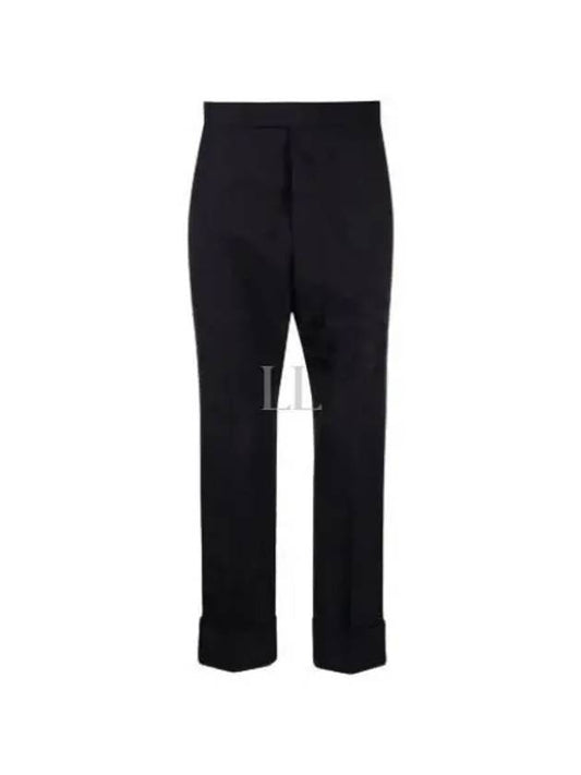 Diagonal Plain Weave Classic Wool Slacks Navy - THOM BROWNE - BALAAN 2