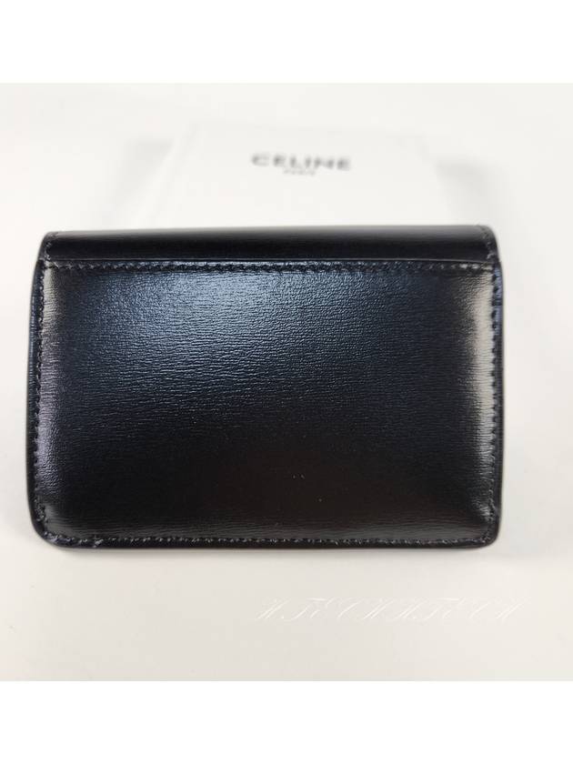 Triomphe Shiny Calfskin Flap Card Wallet Black - CELINE - BALAAN 5