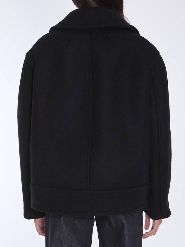 Oversize Pea Coat In Wool - SAINT LAURENT - BALAAN 4