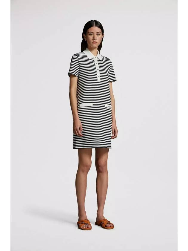 Striped polo short dress black white - MONCLER - BALAAN 4