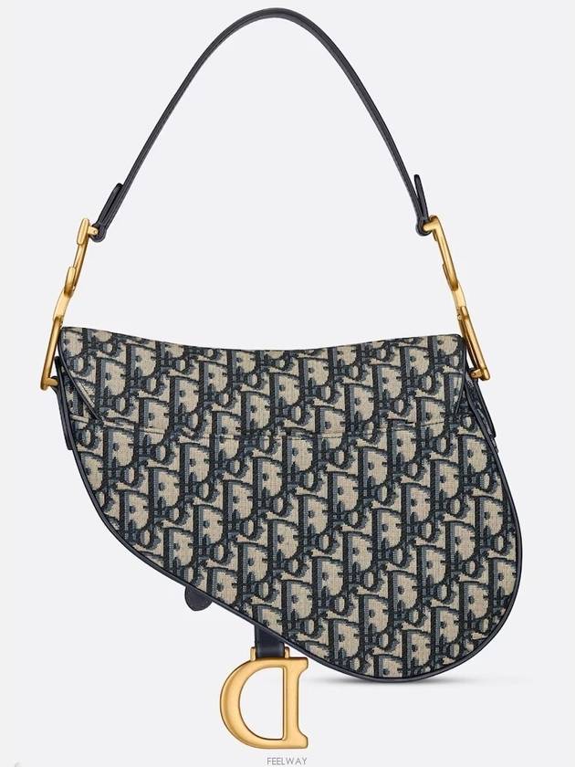 Saddle Oblique Jacquard Shoulder Bag Navy - DIOR - BALAAN 7