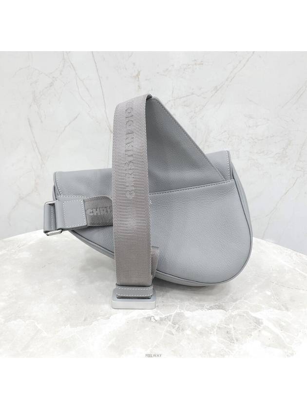 Lux You New Product 1947 Stitched Gray Grain Saddle Bag - DIOR - BALAAN 3