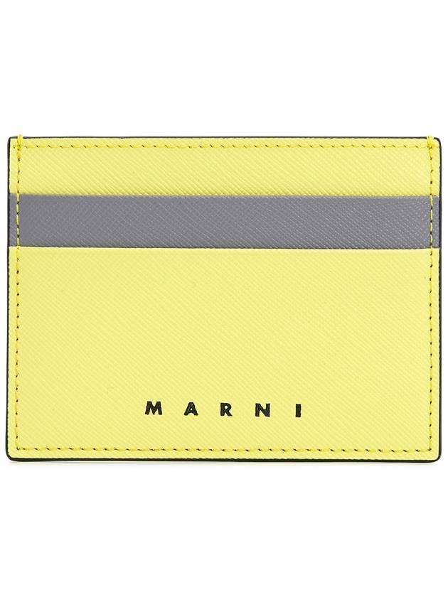 Bicolor Leather Card Wallet Yellow - MARNI - BALAAN 2