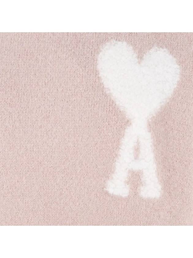 Intarsia Heart Logo Knit Top Powder Pink - AMI - BALAAN 5