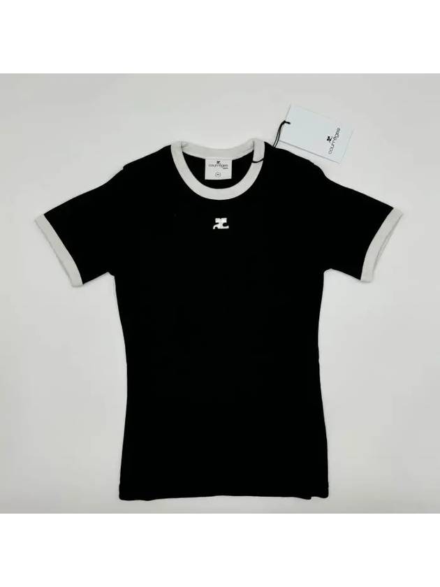 Bumpy Contrast Re-Edition Short Sleeve T-Shirt Black - COURREGES - BALAAN 2