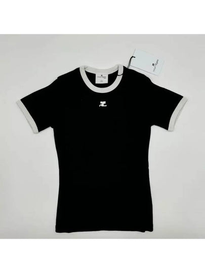 Bumpy Contrast Re-Edition Short Sleeve T-Shirt Black - COURREGES - BALAAN 2