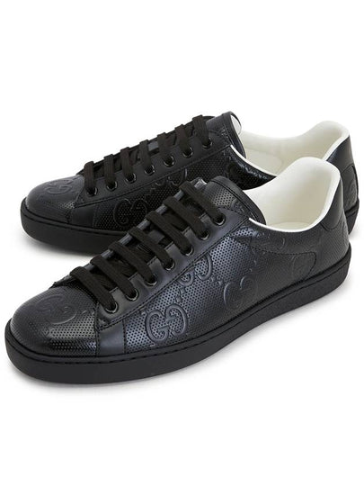 Ace GG Embossed Leather Low Top Sneakers Black - GUCCI - BALAAN 2