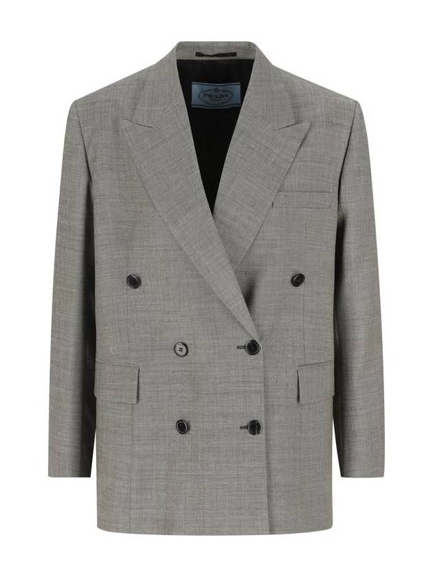 Double-Breasted Grisaille Jacket Grey - PRADA - BALAAN 2